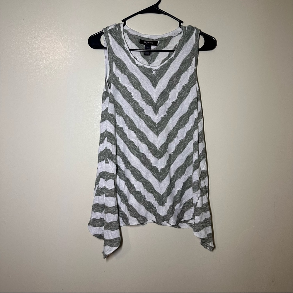 Style & Co. Chevron Tank Top - Gray and White